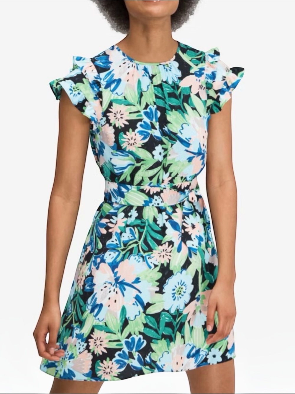 Kate Spade Full Bloom Vibrant Floral Flutter Sleeve Mini Dress Women’s Size 10